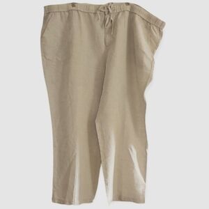 Liz Claiborne Plus Size 3X Casual Linen Cotton Pants  Natural Linen Color